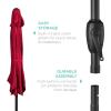 image:imageBest Choice Products 75ft HeavyDuty Round Outdoor Market Table Patio Umbrella wSteel Pole Push Button Tilt Easy Crank Lift  RedRed
