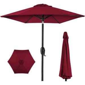 image:imageBest Choice Products 75ft HeavyDuty Round Outdoor Market Table Patio Umbrella wSteel Pole Push Button Tilt Easy Crank Lift  RedBurgundy
