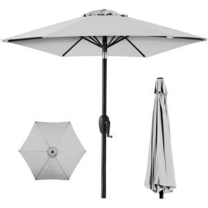 image:imageBest Choice Products 75ft HeavyDuty Round Outdoor Market Table Patio Umbrella wSteel Pole Push Button Tilt Easy Crank Lift  RedFog Gray