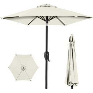 image:imageBest Choice Products 75ft HeavyDuty Round Outdoor Market Table Patio Umbrella wSteel Pole Push Button Tilt Easy Crank Lift  RedIvory