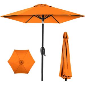 image:imageBest Choice Products 75ft HeavyDuty Round Outdoor Market Table Patio Umbrella wSteel Pole Push Button Tilt Easy Crank Lift  RedOrange