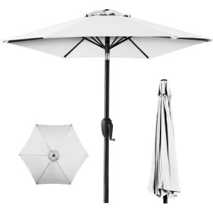image:imageBest Choice Products 75ft HeavyDuty Round Outdoor Market Table Patio Umbrella wSteel Pole Push Button Tilt Easy Crank Lift  RedWhite