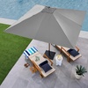 image:imageBest Choice Products 9ft Deep Square Solar Powered LED Lighted Patio Umbrella wWoodgrain Pattern UVResistant Fabric Hand Crank  Navy BlueFog Gray