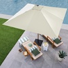 image:imageBest Choice Products 9ft Deep Square Solar Powered LED Lighted Patio Umbrella wWoodgrain Pattern UVResistant Fabric Hand Crank  Navy BlueIvory