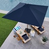 image:imageBest Choice Products 9ft Deep Square Solar Powered LED Lighted Patio Umbrella wWoodgrain Pattern UVResistant Fabric Hand Crank  Navy BlueNavy Blue
