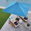 image:imageBest Choice Products 9ft Deep Square Solar Powered LED Lighted Patio Umbrella wWoodgrain Pattern UVResistant Fabric Hand Crank  Navy BlueSky Blue