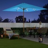 image:imageBest Choice Products 9ft Deep Square Solar Powered LED Lighted Patio Umbrella wWoodgrain Pattern UVResistant Fabric Hand Crank  Navy BlueSky Blue