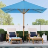 image:imageBest Choice Products 9ft Deep Square Solar Powered LED Lighted Patio Umbrella wWoodgrain Pattern UVResistant Fabric Hand Crank  Navy BlueSky Blue