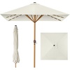 image:imageBest Choice Products 9ft Deep Square Solar Powered LED Lighted Patio Umbrella wWoodgrain Pattern UVResistant Fabric Hand Crank  Navy BlueIvory