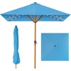image:imageBest Choice Products 9ft Deep Square Solar Powered LED Lighted Patio Umbrella wWoodgrain Pattern UVResistant Fabric Hand Crank  Navy BlueSky Blue
