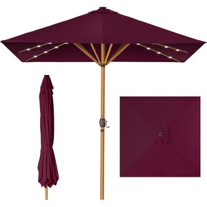 image:imageBest Choice Products 9ft Deep Square Solar Powered LED Lighted Patio Umbrella wWoodgrain Pattern UVResistant Fabric Hand Crank  Navy BlueBurgundy