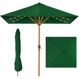 image:imageBest Choice Products 9ft Deep Square Solar Powered LED Lighted Patio Umbrella wWoodgrain Pattern UVResistant Fabric Hand Crank  Navy BlueGreen