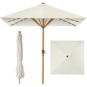 image:imageBest Choice Products 9ft Deep Square Solar Powered LED Lighted Patio Umbrella wWoodgrain Pattern UVResistant Fabric Hand Crank  Navy BlueIvory