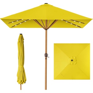 image:imageBest Choice Products 9ft Deep Square Solar Powered LED Lighted Patio Umbrella wWoodgrain Pattern UVResistant Fabric Hand Crank  Navy BlueYellow