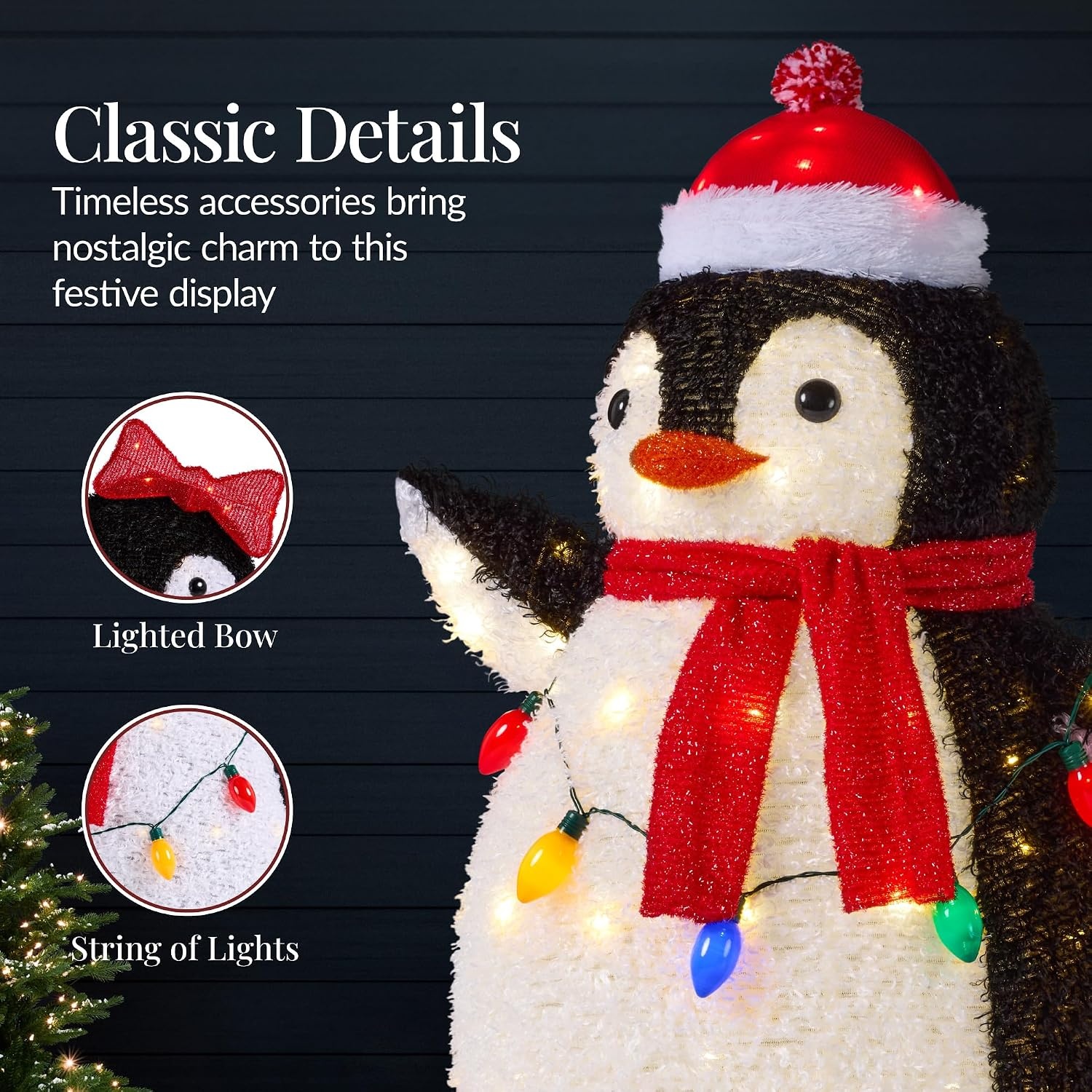image:imageBest Choice Products 5Ft Lighted Penguin Family 210 LED Lights XL Pop Up Outdoor Christmas Yard Decoration with Storage Bag 2Piece Large Black White Red OrangeRed