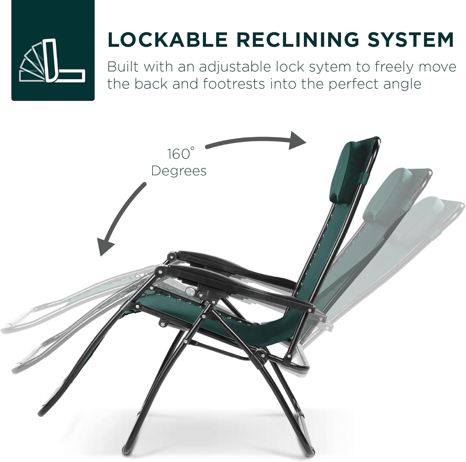 image:imageBest Choice Products Oversized Zero Gravity Chair Folding Outdoor Patio Lounge Recliner wCup Holder Accessory Tray Pillow  Dusty BlueForest Green
