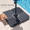 image:imageBest Choice Products 4Piece Cantilever Offset Patio Umbrella Base Weight Set HeavyDuty Fillable Stand Plates for Water or Sand EasyFill Spouts Wood Grain Finish  BlackBlack Faux Wicker