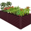 image:imageBest Choice Products 6x3x2ft Outdoor Metal Raised Garden Bed Deep Root Box Planter for Vegetables Flowers Herbs 269 Gallon Capacity 100 Non Toxic Materials  Gun MetalBurgundy