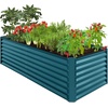 image:imageBest Choice Products 6x3x2ft Outdoor Metal Raised Garden Bed Deep Root Box Planter for Vegetables Flowers Herbs 269 Gallon Capacity 100 Non Toxic Materials  Gun MetalPeacock Blue