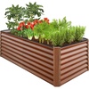 image:imageBest Choice Products 6x3x2ft Outdoor Metal Raised Garden Bed Deep Root Box Planter for Vegetables Flowers Herbs 269 Gallon Capacity 100 Non Toxic Materials  Gun MetalWood Grain