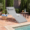 image:imageBest Choice Products Extra Wide Patio Chaise Lounge Chair Portable Outdoor Folding Recliner for Lawn w 8 Positions Handles 440lb Capacity  PeacockIce GrayWhite