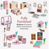 image:imageBest Choice Products Modern Wooden Dollhouse for Kids 3Story Doll House with 40 Furniture Accessories Interactive Dollhouse Set with Dolls MultiRoom Design for Girls amp Boys  SagePink