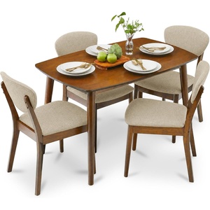 image:imageBest Choice Products 5Piece Dining Set Compact MidCentury Modern Table amp Chair Set for Home Apartment w 4 Chairs Padded Seats amp Backrests Wooden Frame  WalnutOatmealWalnutOatmeal