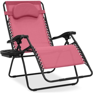 image:imageBest Choice Products Oversized Zero Gravity Chair Folding Outdoor Patio Lounge Recliner wCup Holder Accessory Tray Pillow  Dusty BluePink