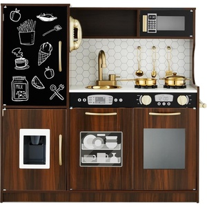 image:imageBest Choice Products Wooden Play Kitchen for Kids Pretend Play Cooking Toy Set with Sink Oven Microwave Refrigerator Ice Maker amp Accessories Kitchen Playset for Toddlers Ages 3  Plush PinkBrown