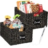 image:imageBest Choice Products Set of 4 9x12in Water Hyacinth Pantry Baskets Woven Organizers wChalkboard Label Chalk Marker  ChestnutBlack