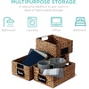 image:imageBest Choice Products Set of 4 9x12in Water Hyacinth Pantry Baskets Woven Organizers wChalkboard Label Chalk Marker  ChestnutChestnut