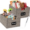 image:imageBest Choice Products Set of 4 9x12in Water Hyacinth Pantry Baskets Woven Organizers wChalkboard Label Chalk Marker  ChestnutGray