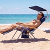 image:imageBest Choice Products Zero Gravity Beach Chair with Adjustable Canopy Folding Reclining Camp Lounge Chair with Backpack Straps amp Side Pocket Aluminum Frame Supports 250 lbs  Deep Sea StripeDeep Sea