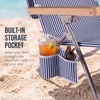 image:imageBest Choice Products Zero Gravity Beach Chair with Adjustable Canopy Folding Reclining Camp Lounge Chair with Backpack Straps amp Side Pocket Aluminum Frame Supports 250 lbs  Deep Sea StripeDeep Sea Stripe