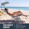 image:imageBest Choice Products Zero Gravity Beach Chair with Adjustable Canopy Folding Reclining Camp Lounge Chair with Backpack Straps amp Side Pocket Aluminum Frame Supports 250 lbs  Deep Sea StripeSeafoam