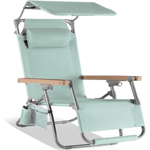 image:imageBest Choice Products Zero Gravity Beach Chair with Adjustable Canopy Folding Reclining Camp Lounge Chair with Backpack Straps amp Side Pocket Aluminum Frame Supports 250 lbs  Deep Sea StripeSeafoam