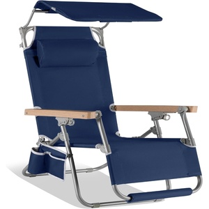 image:imageBest Choice Products Zero Gravity Beach Chair with Adjustable Canopy Folding Reclining Camp Lounge Chair with Backpack Straps amp Side Pocket Aluminum Frame Supports 250 lbs  Deep Sea StripeDeep Sea