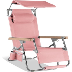 image:imageBest Choice Products Zero Gravity Beach Chair with Adjustable Canopy Folding Reclining Camp Lounge Chair with Backpack Straps amp Side Pocket Aluminum Frame Supports 250 lbs  Deep Sea StripeFlamingo