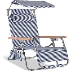 image:imageBest Choice Products Zero Gravity Beach Chair with Adjustable Canopy Folding Reclining Camp Lounge Chair with Backpack Straps amp Side Pocket Aluminum Frame Supports 250 lbs  Deep Sea StripeDeep Sea Stripe
