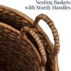 image:imageBest Choice Products 2Piece Round Nesting Baskets WHandles Handwoven Water Hyacinth Plant Holder Laundry Basket Storage Organizer Tote Bins for Bedroom Living Room amp Laundry Room  ChestnutChestnut