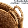 image:imageBest Choice Products 2Piece Round Nesting Baskets WHandles Handwoven Water Hyacinth Plant Holder Laundry Basket Storage Organizer Tote Bins for Bedroom Living Room amp Laundry Room  ChestnutNatural