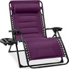 image:imageBest Choice Products Oversized Padded Zero Gravity Chair wCanopy Headrest Cup Holder Side Tray Folding Outdoor Patio Recliner Lounger  BeigeAmethyst Purple