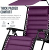 image:imageBest Choice Products Oversized Padded Zero Gravity Chair wCanopy Headrest Cup Holder Side Tray Folding Outdoor Patio Recliner Lounger  BeigeAmethyst Purple