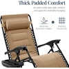 image:imageBest Choice Products Oversized Padded Zero Gravity Chair wCanopy Headrest Cup Holder Side Tray Folding Outdoor Patio Recliner Lounger  BeigeBeige