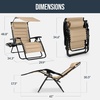 image:imageBest Choice Products Oversized Padded Zero Gravity Chair wCanopy Headrest Cup Holder Side Tray Folding Outdoor Patio Recliner Lounger  BeigeBeige
