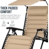 image:imageBest Choice Products Oversized Padded Zero Gravity Chair wCanopy Headrest Cup Holder Side Tray Folding Outdoor Patio Recliner Lounger  BeigeBeige