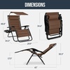image:imageBest Choice Products Oversized Padded Zero Gravity Chair wCanopy Headrest Cup Holder Side Tray Folding Outdoor Patio Recliner Lounger  BeigeBrown