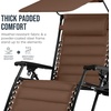 image:imageBest Choice Products Oversized Padded Zero Gravity Chair wCanopy Headrest Cup Holder Side Tray Folding Outdoor Patio Recliner Lounger  BeigeBrown