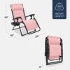 image:imageBest Choice Products Oversized Padded Zero Gravity Chair wCanopy Headrest Cup Holder Side Tray Folding Outdoor Patio Recliner Lounger  BeigeBubblegum Pink