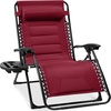 image:imageBest Choice Products Oversized Padded Zero Gravity Chair wCanopy Headrest Cup Holder Side Tray Folding Outdoor Patio Recliner Lounger  BeigeBurgundy